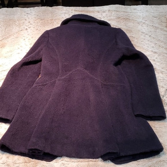 Guess Navy Single Breasted Wool Blend Long Peacoat Size S