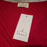 NWT Ember Bright Red Long Sleeve Embellished Top Size M