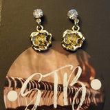 Boutique Gold and Silver Tone Drop Rose Earrings