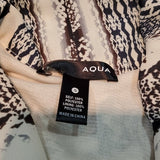 Aqua Cream & Blue Printed 3/4 Sleeve VNeck Dress Size S