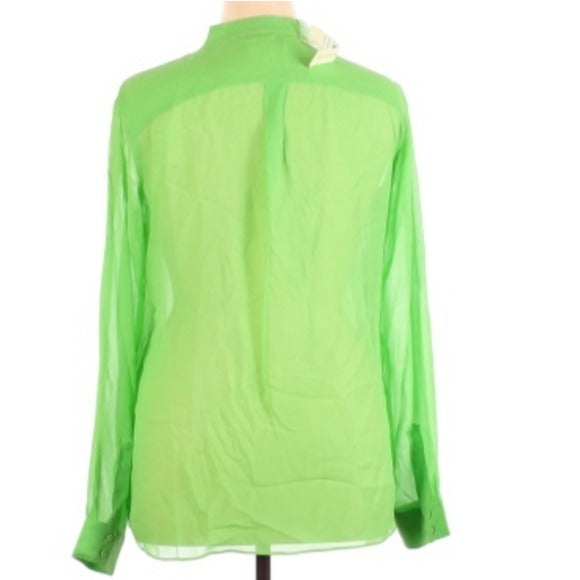 NWT Erin Fetherston Long Sleeve Neon Silk Blouse Size S