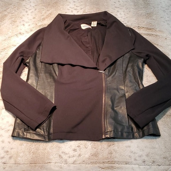 DKNY Faux Leather and Cloth Motorcycle Jacket Size L
