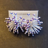 Boutique Purple and White Starburst Fashion Earrings