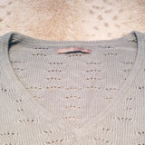 Rubbish Light Gray Blue Crochet Long Sweater Size S