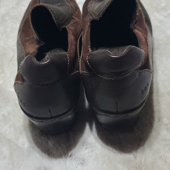 Born BOC Brown Leather Slipon Loafter Mule Clog Size 9