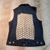 Two by Vince Camuto Dark Blue Jean Jacket Crochet Size S